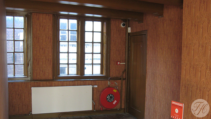 gereproduceerd behang aangebracht in prentenkabinet Museum Ons' Lieve Heer op Solder in Amsterdam