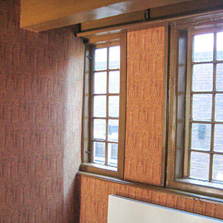 Speciaal gereproduceerd behang aangebracht in prentenkabinet Museum Ons' Lieve Heer op Solder, Amsterdam